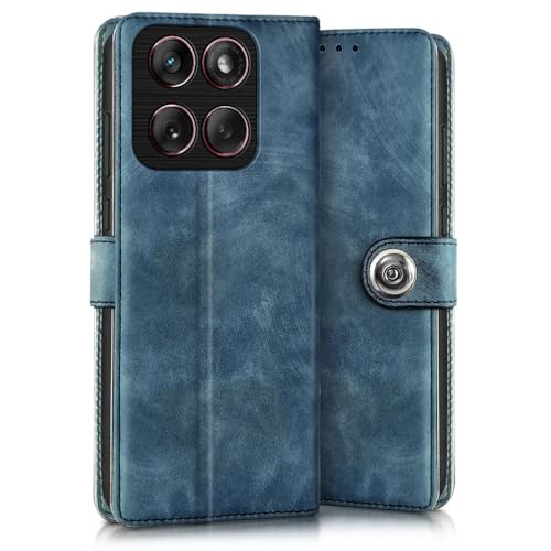 WOW IMAGINE Shock Proof Flip Cover Back Case for Moto Edge 60 Fusion (Magnetic Button Flip Case | Wallet Pockets & Stand | Leather Finish | Aquamarine) - Image 2