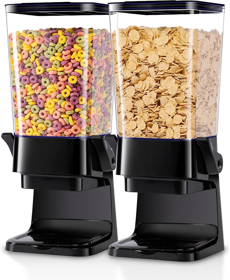 Zeadesign Cereal Dispenser Countertop with lids, Organization and Storage Containers for Kitchen and pantry, 5L Rice Dispenser for Cereal, Beans, Grains, Nuts, Snack,Oatmeal, Dog Food, Bird Seed, Black, 2Pc - Image 1