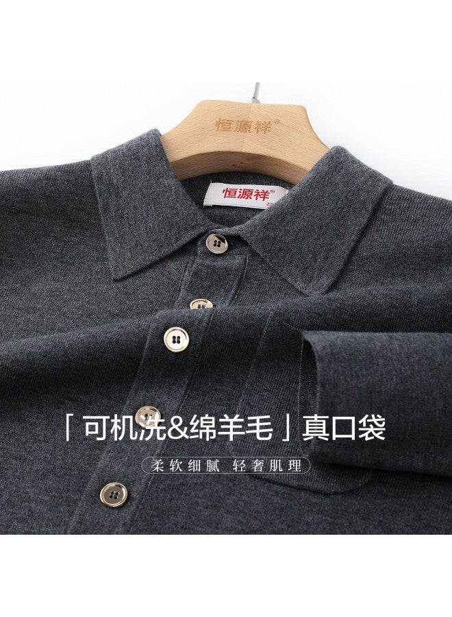 Hengyuanxiang Machine Washablewomen'S Knit Polo Collar Long Sleeve T-Shirt Pocket Sweater - Image 2