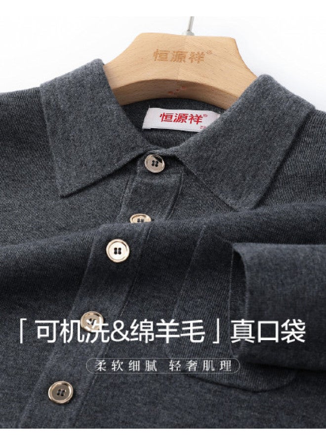Hengyuanxiang Machine Washablewomen'S Knit Polo Collar Long Sleeve T-Shirt Pocket Sweater - Image 1