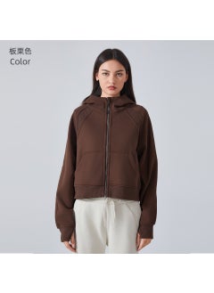 Generic New Fleece Hoodie Women Casual Yoga Top Autumn Winter Chestnut 