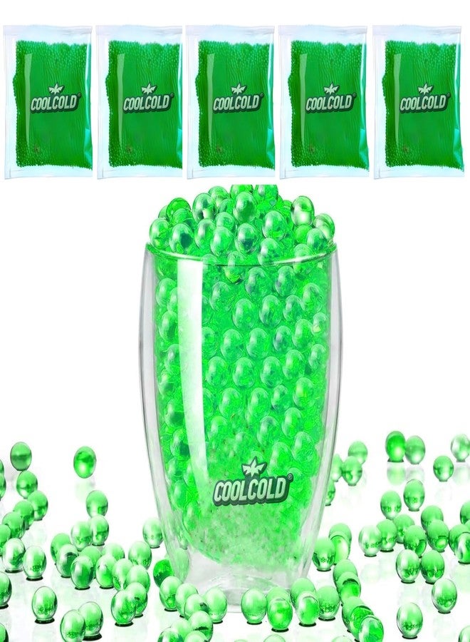 COOLCOLD Gel Blaster Refill Ammo - 50,000 Rounds of 7-8mm Non-Toxic Water Beads for Gel Guns - Safe for Adults 15+ - Transparent Blue Gel Bullets - Pack of 5 - Also Ideal as Home Decor Vase (Green) - Image 1