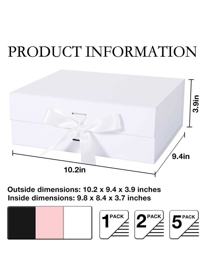 LFBOX White Gift Box with Ribbon Magnetic Lids 10.2x9x3.74 in, Bridesmaid Groomsman Proposal Boxes, Wedding Graduation Storage Box 1 Pack - Image 2