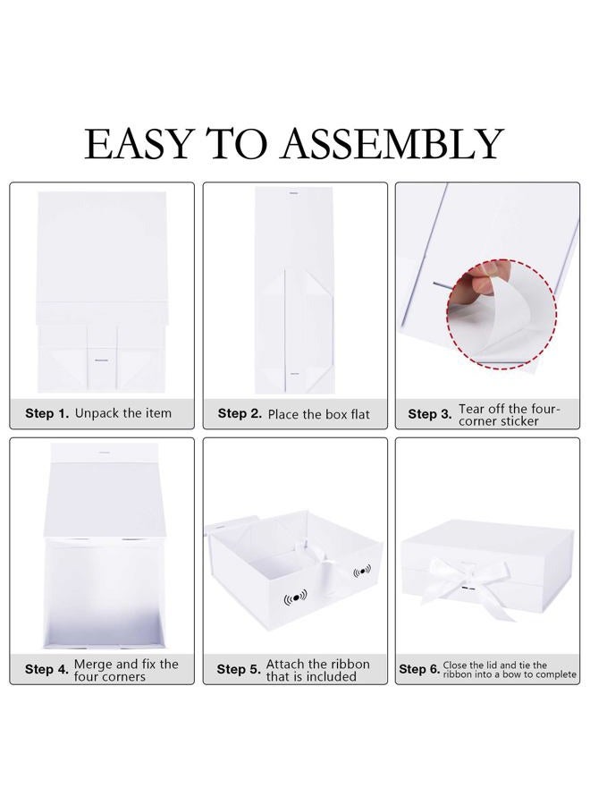 LFBOX White Gift Box with Ribbon Magnetic Lids 10.2x9x3.74 in, Bridesmaid Groomsman Proposal Boxes, Wedding Graduation Storage Box 1 Pack - Image 3