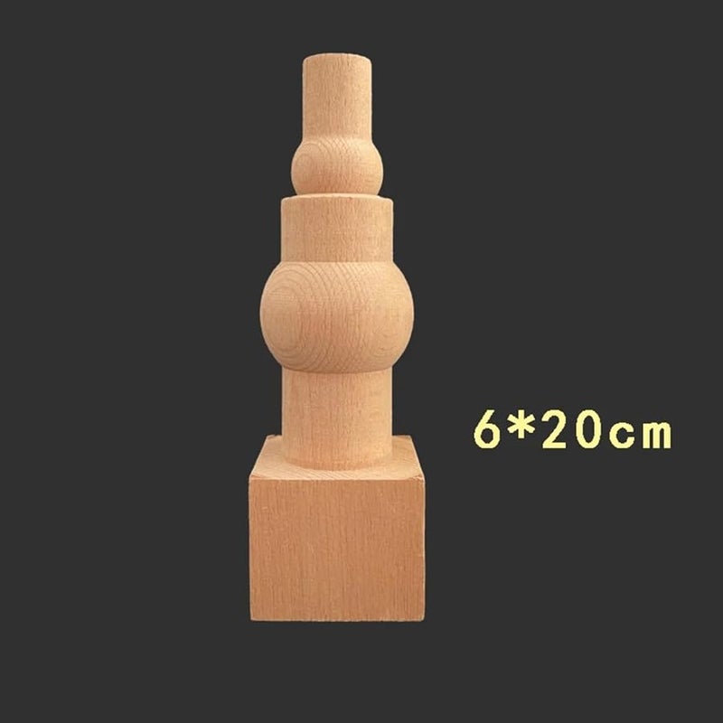 عمود خشبي منحوت قاعدة عمود سرير قاعدة عمود دائري كرة رأس سرير أثاث درابزين عمود ديكور منزلي لون 11 - Image 3