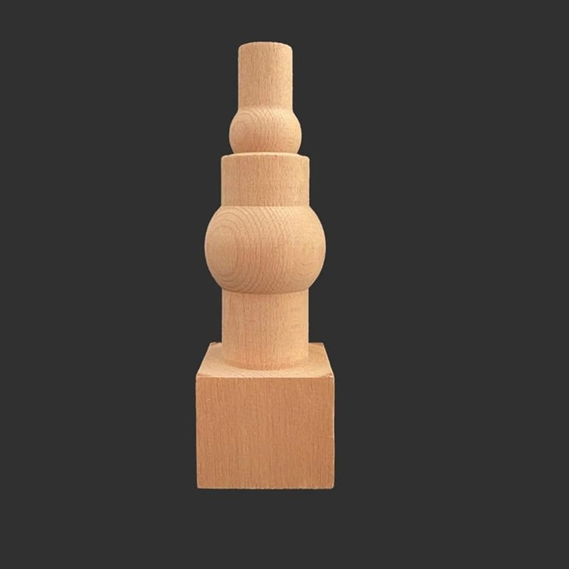 عمود خشبي منحوت قاعدة عمود سرير قاعدة عمود دائري كرة رأس سرير أثاث درابزين عمود ديكور منزلي لون 11 - Image 2