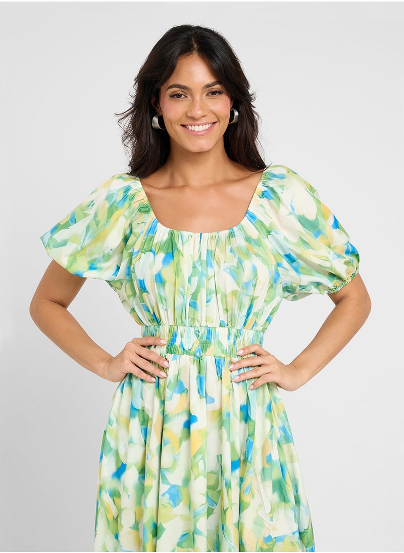 ELLA - Off Shoulder Printed Dress - Image 1