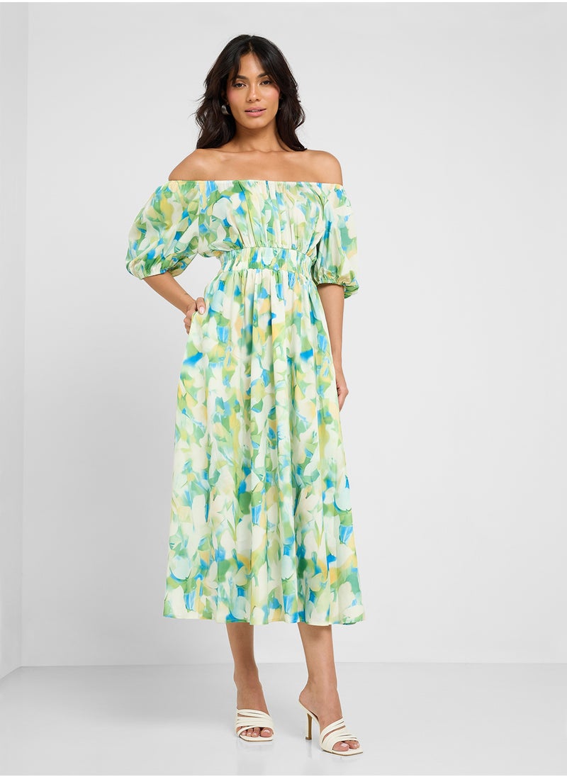 ELLA - Off Shoulder Printed Dress - Image 1