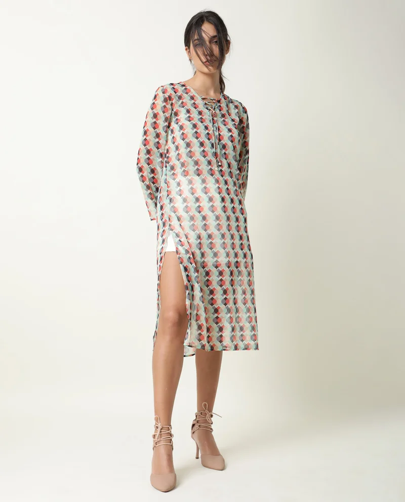ريريزم Women's Modern Print Kaftan Dress