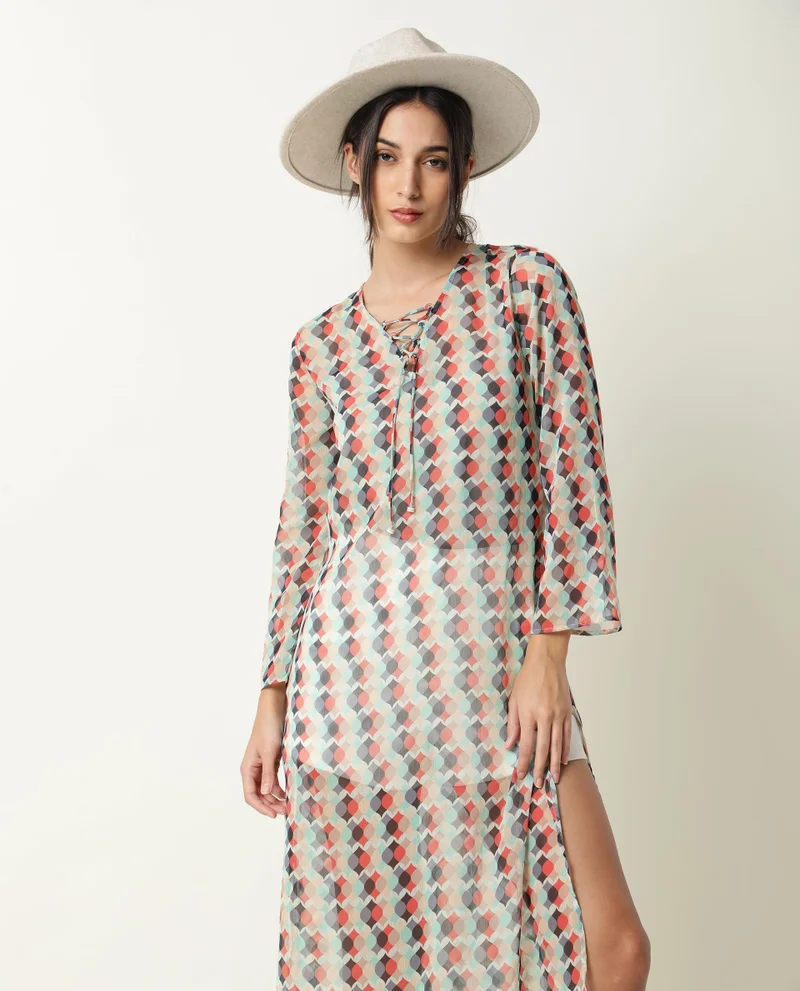 ريريزم Women's Modern Print Kaftan Dress