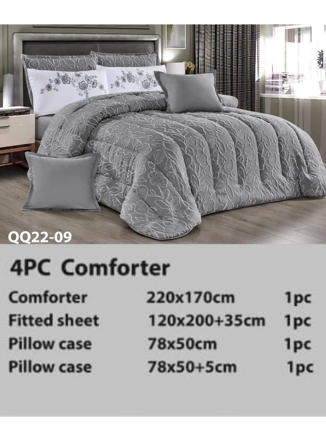 Moon Luxury Embroidered Jacquard Bedspread, 4 Pieces - Luxurious double bedspread with microfiber filling, 220 x 170 cm, fits a 200 x 120 cm bed - Luxurious embroidered jacquard duvet set - Elegant bridal bedspread - Soft and classic bedspreads  - Image 1