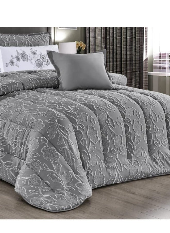 Moon Luxury Embroidered Jacquard Bedspread, 4 Pieces - Luxurious double bedspread with microfiber filling, 220 x 170 cm, fits a 200 x 120 cm bed - Luxurious embroidered jacquard duvet set - Elegant bridal bedspread - Soft and classic bedspreads  - Image 2