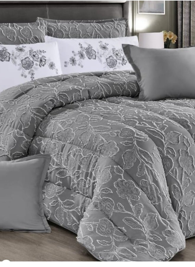 Moon Luxury Embroidered Jacquard Bedspread, 4 Pieces - Luxurious double bedspread with microfiber filling, 220 x 170 cm, fits a 200 x 120 cm bed - Luxurious embroidered jacquard duvet set - Elegant bridal bedspread - Soft and classic bedspreads  - Image 3