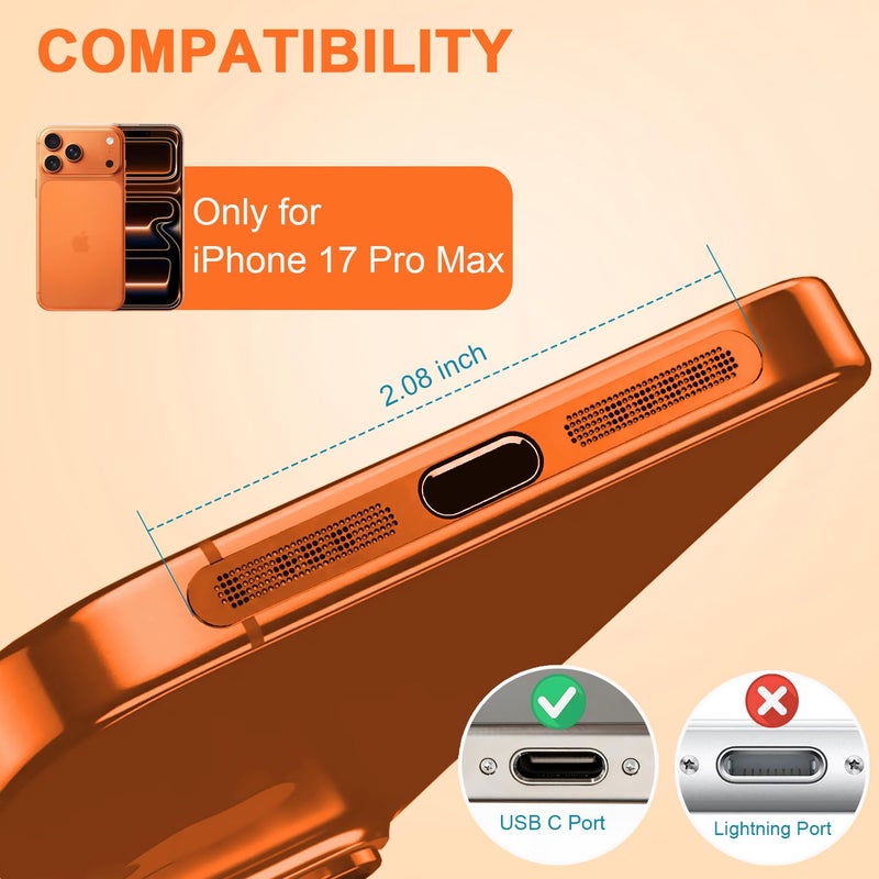 Goweewon USB C Dust Plug,USB C Port Cover Type C Charging Port Plug Cover Speaker Dust Cover,Accessories for iPhone 17 Pro Max (Orange, for iPhone 17 Pro Max) - Image 2