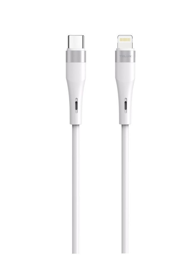 TELUX HYPERX USB-C to Lightning Charging Cable 1.2m, 27W PD Fast Charging, Silicone Coated, Broad Compatibility, 10000+ Bend Lifespan, 480Mbps Data Transfer, White - Image 1