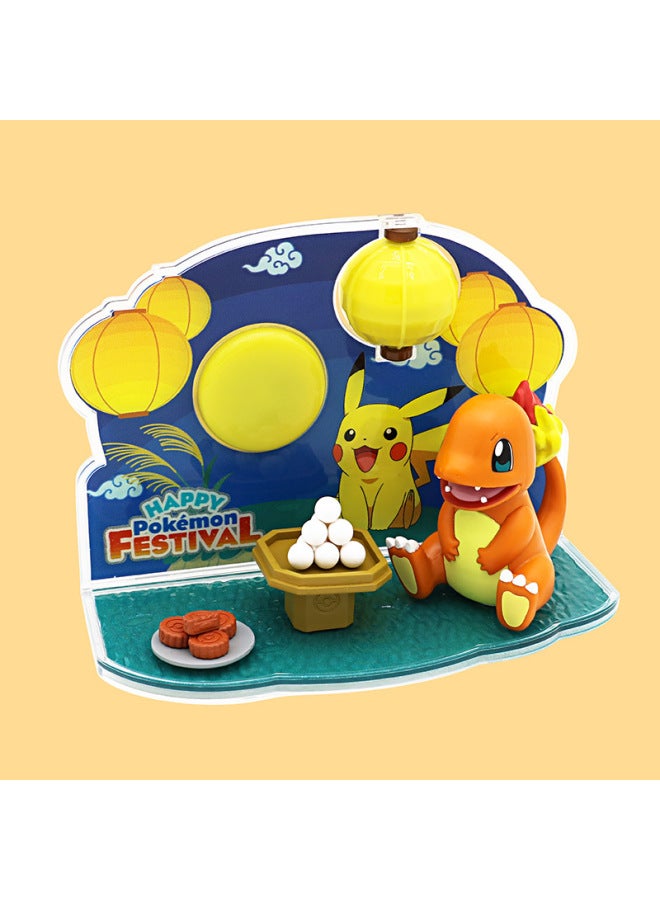 Pokémon Pokémon Pokémon Pokémon Ball Pikachu Water Arrow Turtle Small Fire Dragon Ornaments Doll لعبة مصنوعة يدويًا - اللون: Pikachu-Small Scene Set (رخصة أصلية) - Image 4