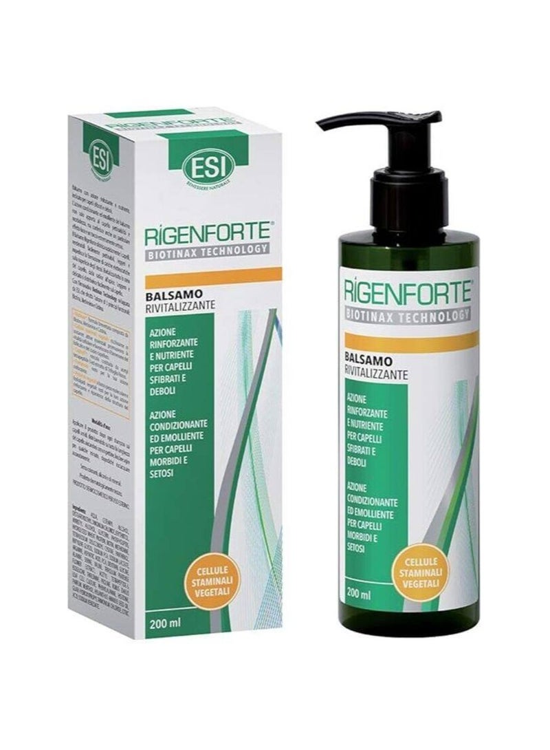 ESI Rigenforte بلسم revitalizing لتقوية وتغذية الشعر التالف والضعيف مع الخلايا الجذعية النباتية – خالي من الألوان والسيليكون، 200 مل