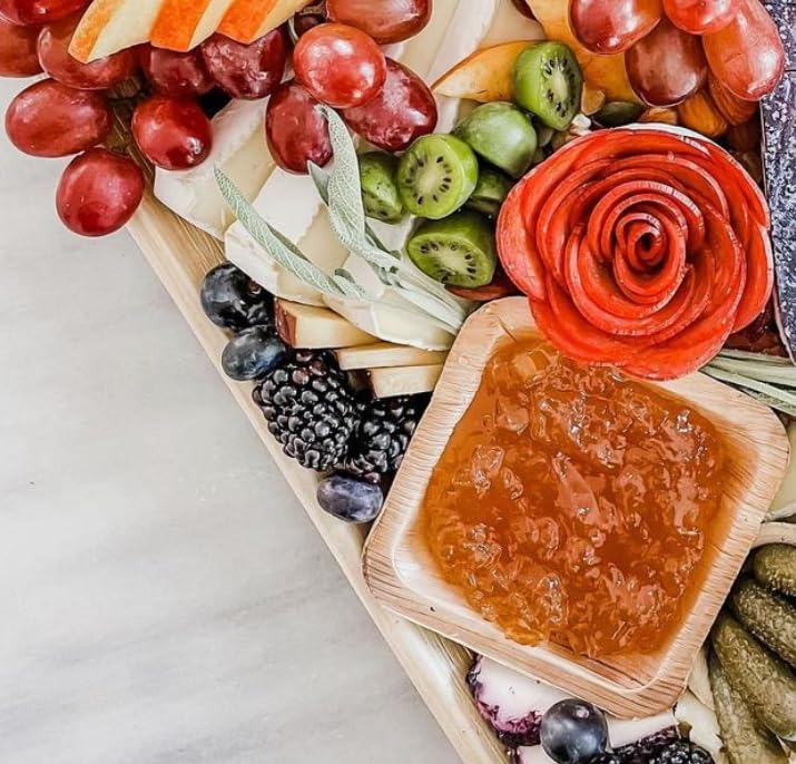 Charity Leaf Disposable Palm Leaf 3.5"" Square Mini Bowl (25 pcs) Dipping Bowls | Bamboo Like| All Natural and Biodegradable | Charcuterie Boards  BBQs  and Parties - Image 5