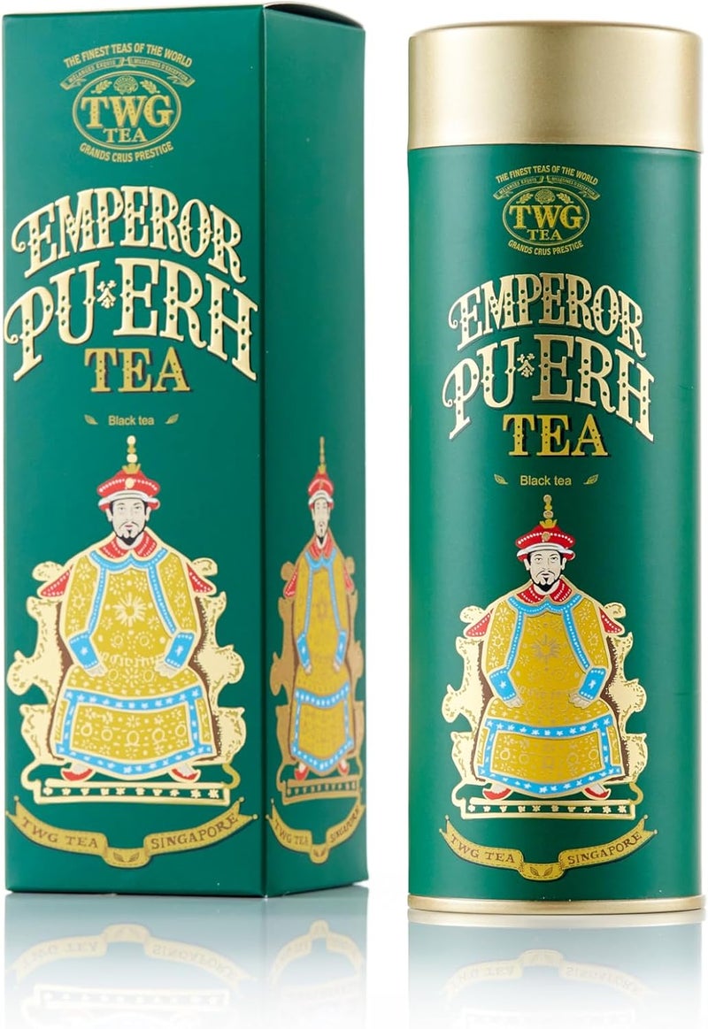 TWG Tea Emperor Pu-Erh Black Tea in Haute Couture Tin, 100g - Strong & Earthy Gift Set - Image 1