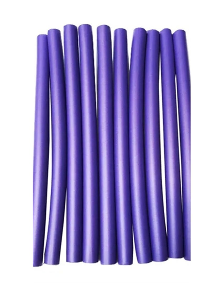 BLOOMING TIME 10-Piece Soft Foam Flexible Curling Rods Hair Twist Hair Rollers Purple 1.5CM - Image 1