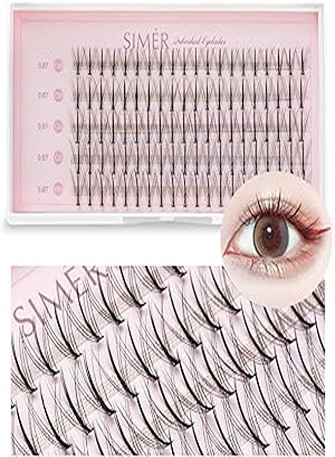 رموش صناعية فردية مكونة من 100 مجموعة من الرموش الصناعية الطبيعية، مجموعة تمديد الرموش الصناعية، 10/11/12 مم، رموش صناعية مختلطة متموجة على شكل حرف C، سمك 0.07 مم، مجموعة رموش فردية