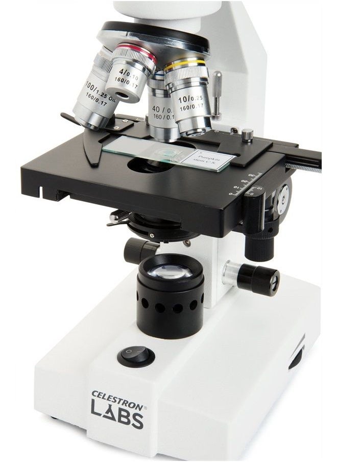 Celestron – Celestron Labs – Binocular Head Compound Microscope – 40-2000x Magnification – Adjustable Mechanical Stage – Includes 2 Eyepieces and 10 Prepared Slides 