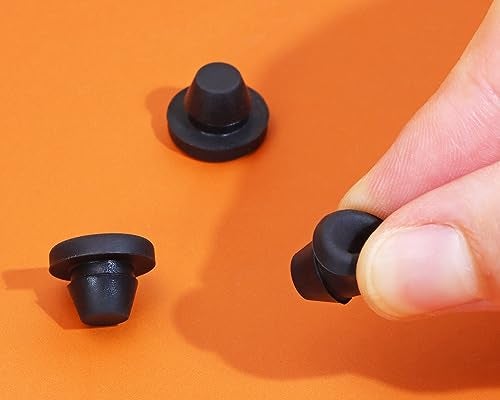 ONLYKXY 5 Pcs Black Silicone Round Snap in Type Locking Furniture Hole Plugs Button Protective Cover Cap Head (8mm) - Image 4