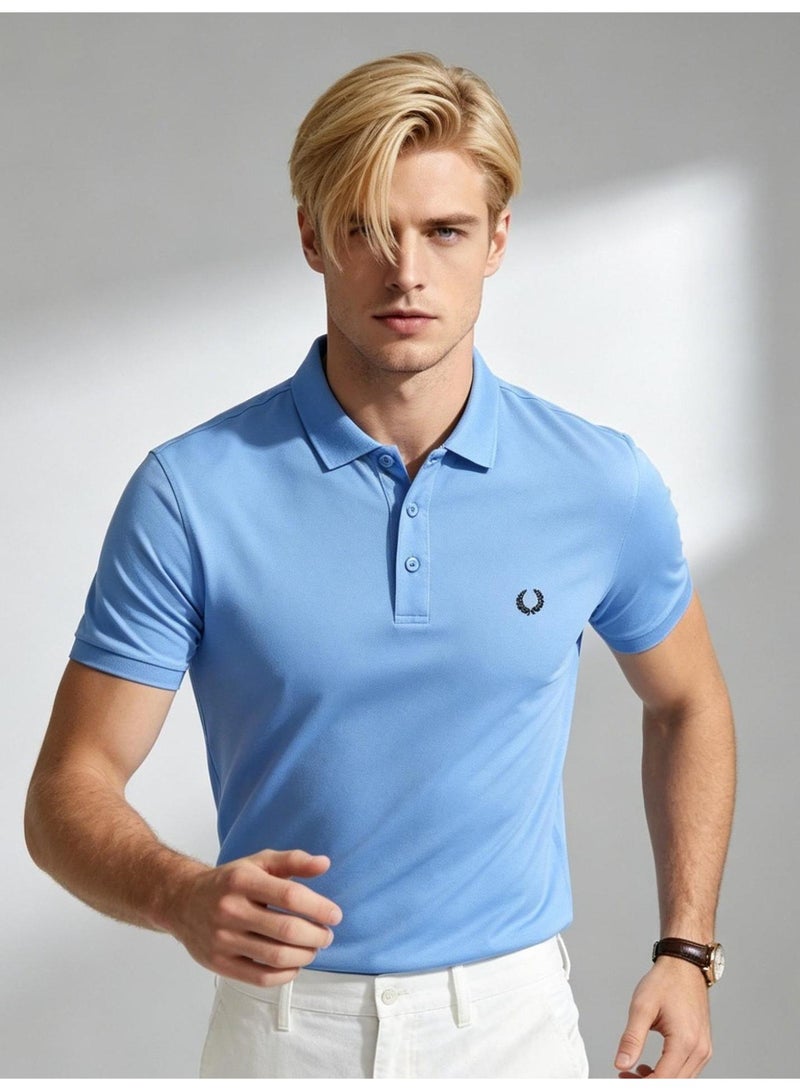 فريد بيري Fred Perry wheat ear LOGO printed Polo shirt men and women with the same business casual solid color short-sleeved shirt. - Image 5