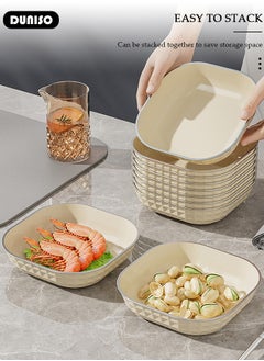 DUNISO 8 PCS Dinner Plates Set,Dessert Plate Snack Plate Set Dried Fruit Plate Tasting Plate Cake Plate Display Stand,for Family Party Picnic Home,Sturdy & Durable Easy Storage, Contains 8 Plates & 1 Storage Rack  - Image 5