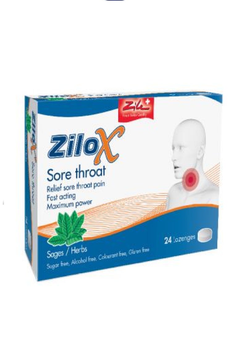 ZILOX SORE THROAT LOZ- 24'S