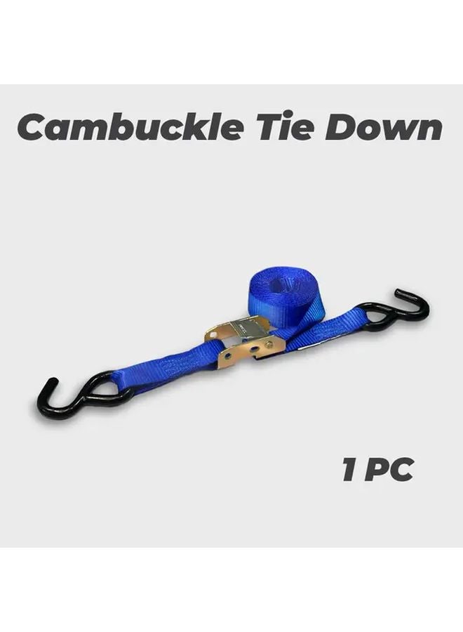 1pc Blue Heavy Duty Tie Down Straps 3m with Coated S Hooks for Motorcycle Cargo - Image 1