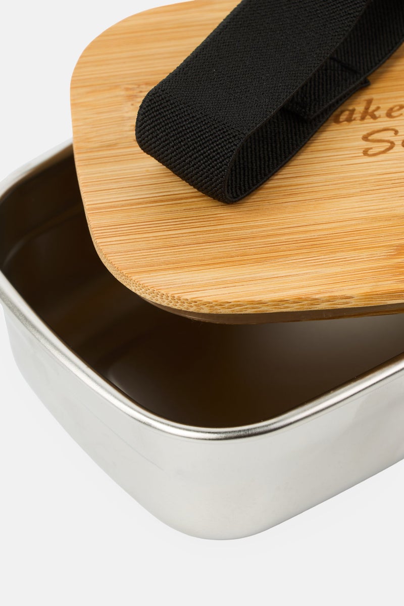 Baker's Secret Stainless Steel Lunch Box With Wooden Lid 550 ml, Multicolor - Image 4