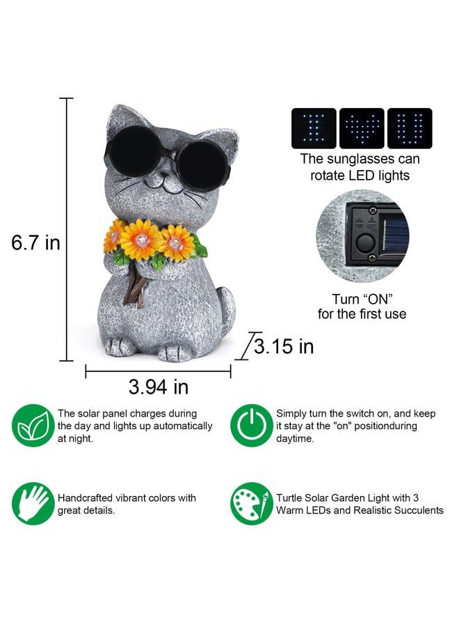 Pawatee Solar Garden Statues Cat with Daisy and LED Lights Birthday Gifts for Women Mom Grandma Solar Outdoor Decor for Patio Backyard Yard Lawn Decoration-Unique Housewarming Gifts - Image 2