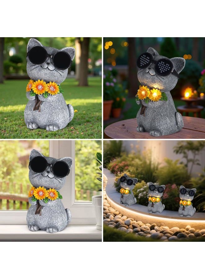 Pawatee Solar Garden Statues Cat with Daisy and LED Lights Birthday Gifts for Women Mom Grandma Solar Outdoor Decor for Patio Backyard Yard Lawn Decoration-Unique Housewarming Gifts - Image 5