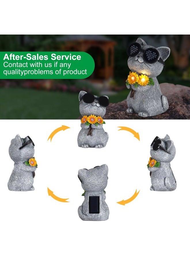 Pawatee Solar Garden Statues Cat with Daisy and LED Lights Birthday Gifts for Women Mom Grandma Solar Outdoor Decor for Patio Backyard Yard Lawn Decoration-Unique Housewarming Gifts - Image 3