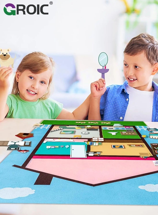 GROIC Teaching Felt Board for Kids,Cosmetic House Toddler Educational Toy, Preschool Storytelling, Interactive Learning Kit,Durable Felt Wall Activity,Home Classroom Play,Parent-child Fun interaction - Image 2