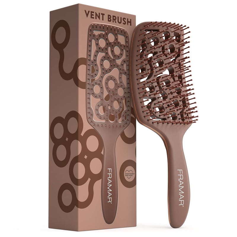 FRAMAR Chocolate Vented Hair Brush  Paddle Curved Hair Brush For Blow Drying Wet Paddle Brush for Women Blow Drying