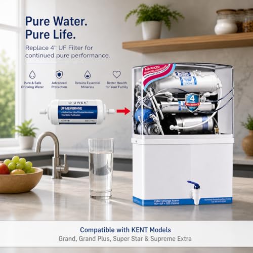 UWEK 4 inch UF Membrane Filter Cartridge Original Hollow Fiber 0.001 Micron, Ultra Fltration Cartridge with 2 pcs Push Fit Elbow Compatible with Kent Maxx and Other Water Purifiers - Image 4