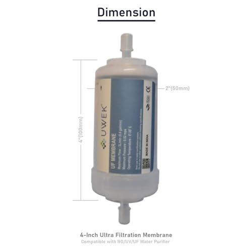 UWEK 4 inch UF Membrane Filter Cartridge Original Hollow Fiber 0.001 Micron, Ultra Fltration Cartridge with 2 pcs Push Fit Elbow Compatible with Kent Maxx and Other Water Purifiers - Image 2