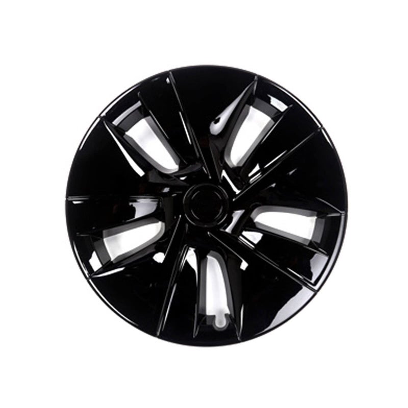 تشيبك 4 قطع/1 مجموعة، غطاء كامل لعجلات 18 بوصة، ملحقات جنط السيارة الأصلية البديلة، متوافقة مع تسلا موديل 3 2017-2023، أسود لامع - Image 1