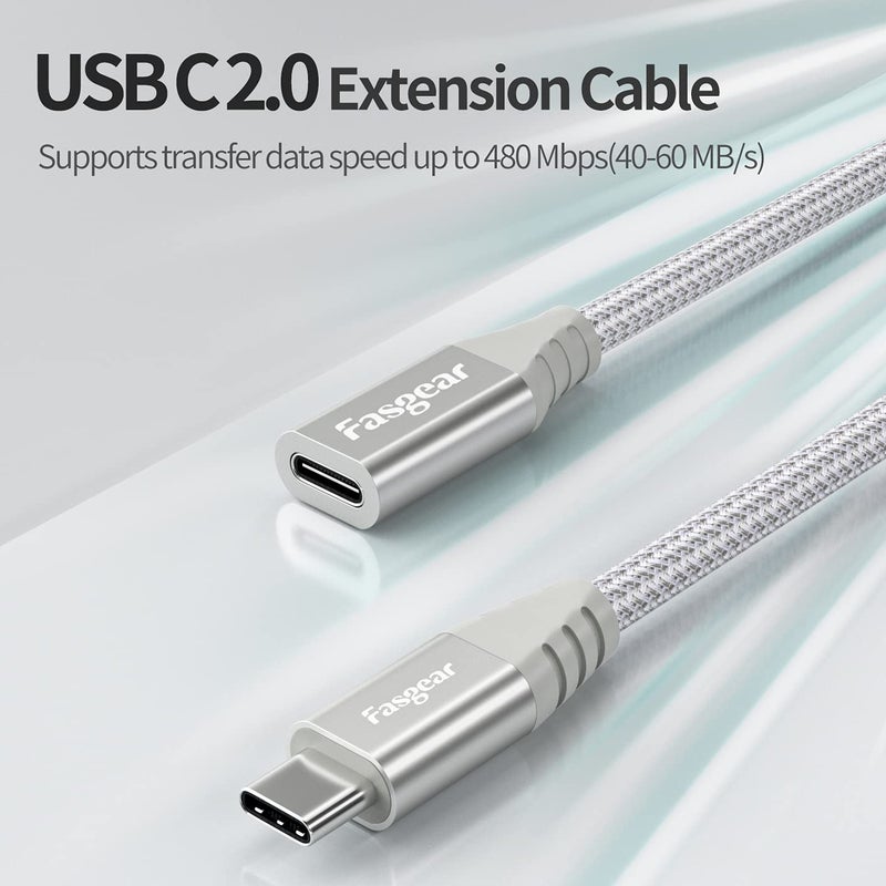Fasgear USB C Extension Cable for Magsafe Charger 6ft Type C 2.0 Female to Male Extender Charger Cord Compatible with i-Pad 2020, PS5 Controller,Switch,Galaxy S10,A10e,Moto Z2,Pixel 5 4a, etc - Image 4