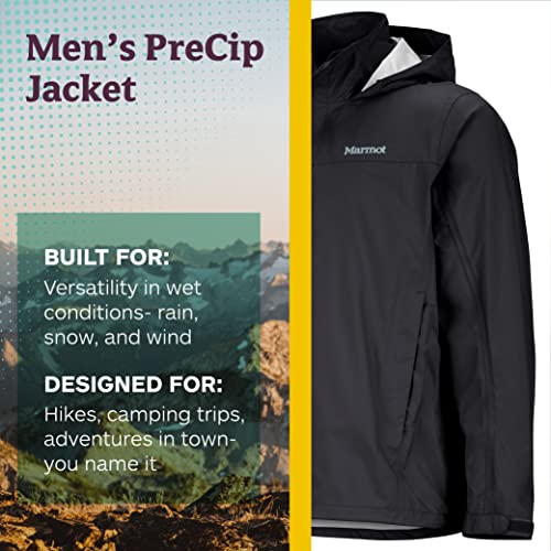 Marmot Men’s PreCip Jacket | Lightweight, Waterproof, Black, Small - Image 3