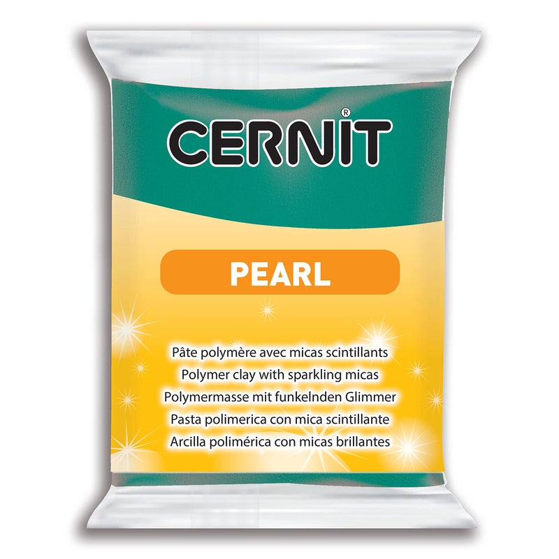 Cernit Polymer Clay - Pearl Series - 56 Grams Block - Made in Belgium (Green) - Image 1