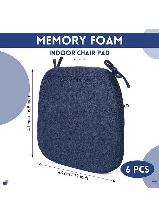 NA NAMAN ARTS Square Chair Pads with Ties | Seat Cushions Kitchen Foam Chairpad for Sitting | Pooja Stool | Dining Table | Indoor & Outdoor | Filled Foam | Set of 6 | Blue - Image 2