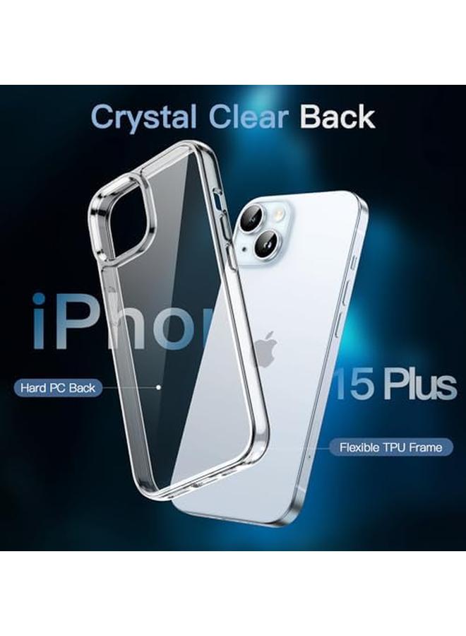 جي تيك جراب 5 في 1 لهاتف Iphone 15 Plus مقاس 6.7 بوصة مع قطعتين من واقي الشاشة الزجاجي المقوى وواقي عدسة الكاميرا، غطاء هاتف مقاوم للصدمات غير قابل للاصفرار وشفاف - Image 4