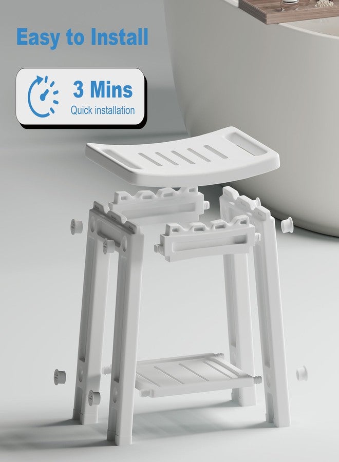 Lnmuzm Shower Chair for Inside Shower, Shower Stool with Anti-Slip Foot Covers hold 400 lbs, HDPE Bath Seat with Bottom Storage Rack & Portable Armrest, Bench Chair for Adults, Elderly & Disabled, Light Gray - Image 5