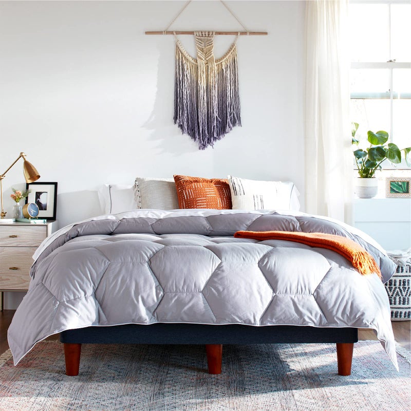 Layla All Season Down Alternative Comforter Gray FullQueen 300 Thread Count 100 Cotton Fabric with Corner Loops