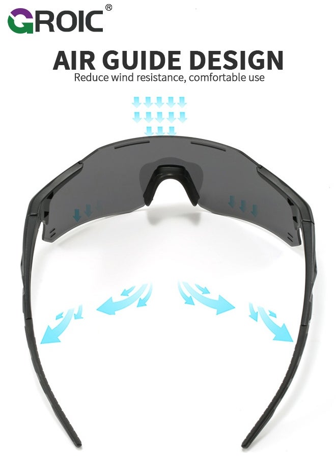 GROIC Photochromic Cycling Glasses for Men Women, Sports Sunglasses, Bike Glasses High Definition High Contrast Lenses for MTB, Riding, Running, Fishing, Baseball  - Image 4