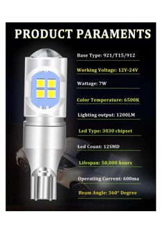 SYOSI LED Bulb for Backup Light Reverse Lights High Power 3030 12-SDM Chipsets Error Free 906 W16W 922 T15 Bulbs 6500K White Non-polarity Pack of 2  - Image 2