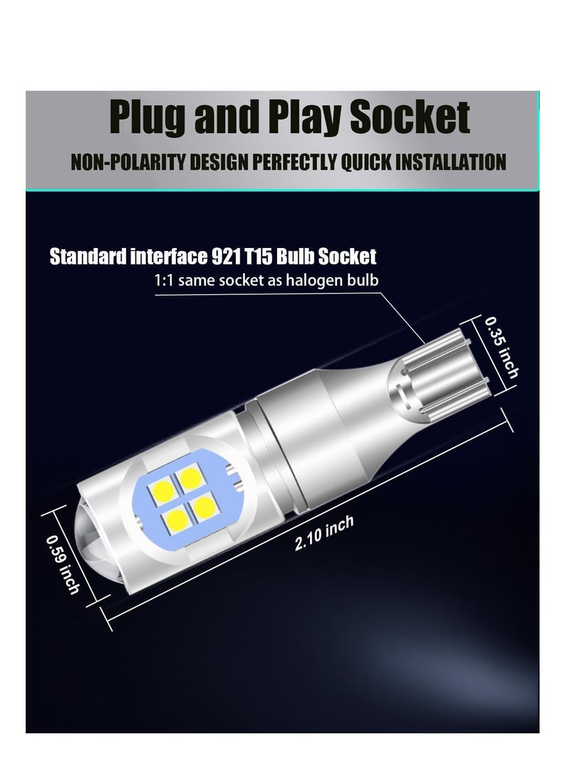 SYOSI - LED Bulb for Backup Light Reverse Lights High Power 3030 12-SDM Chipsets Error Free 906 W16W 922 T15 Bulbs 6500K White Non-polarity Pack of 2 - Image 1